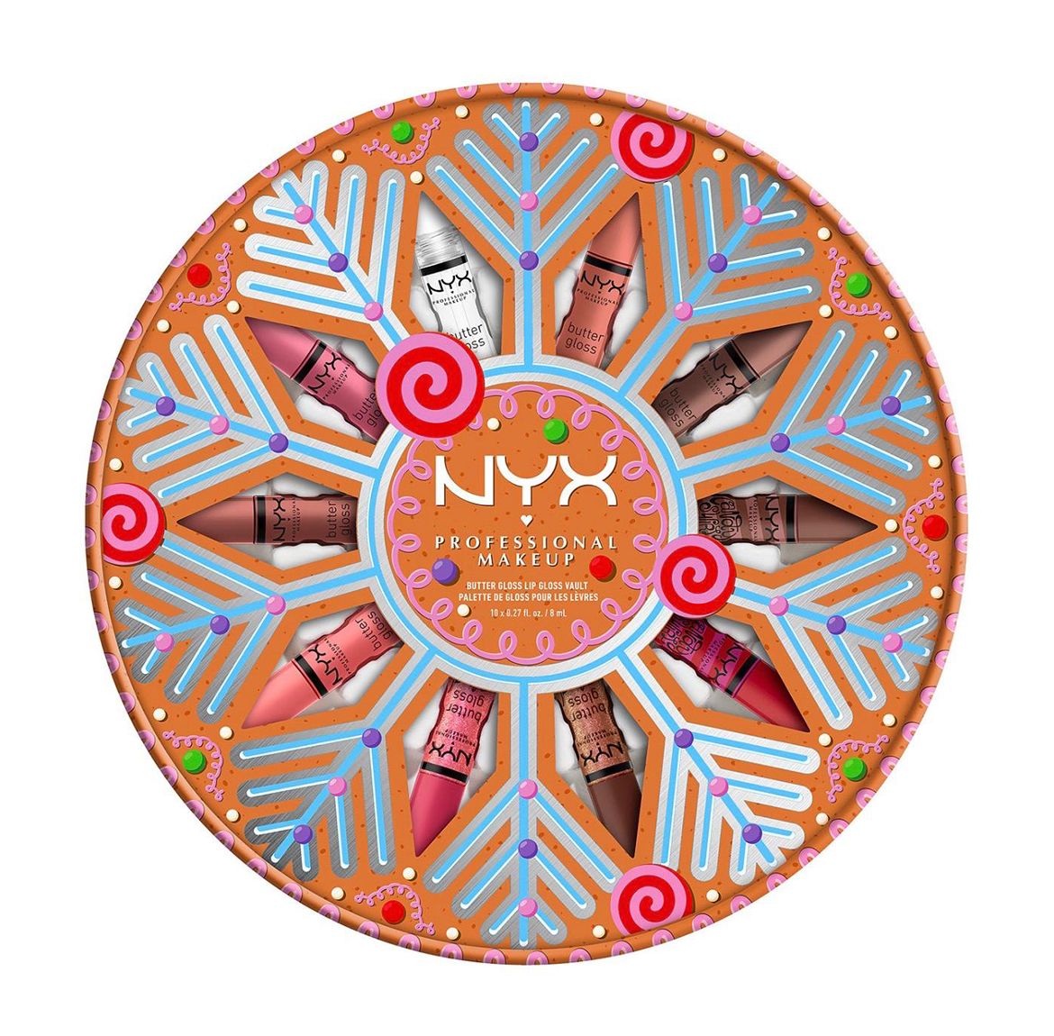 04 NYX Professional Makeup Holiday Butter Gloss Vault Lip Gloss 10-pc - Image 1