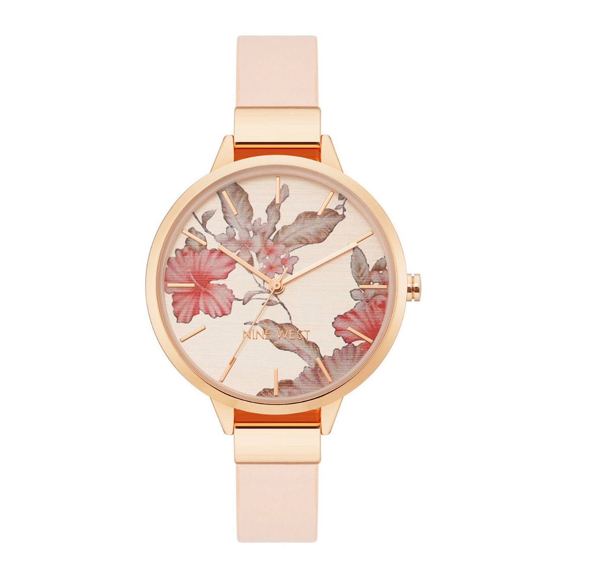 154 Women's Quartz Blush Pink Faux Leather Band and Floral Pattern Watch, 38mm - Image 1