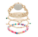 Women's Inspirational Gold-Tone Metal Alloy Bracelet Watch 34mm Gift Set - Image 3