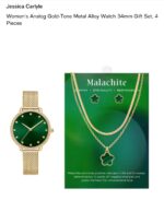 Women's Analog Gold-Tone Metal Alloy Watch 34mm Gift Set