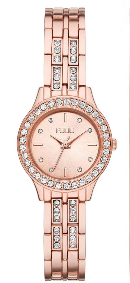 Women's Three Hand Rose Gold-Tone Alloy Watch 27mm Gift Set