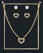 Women's Heart-Link Bracelet Watch 28mm Jewelry Gift Set