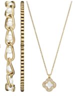 Women's Quartz Three-Hand Gold Alloy Watch Set, 23mm