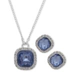 Nine West Pavé & Stone Pendant Necklace & Stud Earrings Set