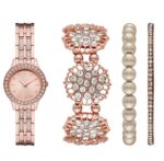 Women's Rose Gold-Tone Bracelet Watch Gift Set, 27mm