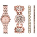 Women's Rose Gold-Tone Bracelet Watch Gift Set, 27mm