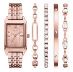 Women's Quartz Three-Hand Rose Gold Alloy Watch Set, 30mm