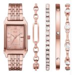Women's Quartz Three-Hand Rose Gold Alloy Watch Set, 30mm