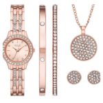 Women's Three Hand Rose Gold-Tone Alloy Watch 27mm | Gift Set