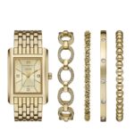 Women's Quartz Three-Hand Gold Alloy Watch Set, 36mm