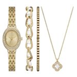 Women's Quartz Three-Hand Gold Alloy Watch Set, 23mm