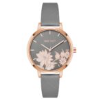 Nine West Women’s Floral Dial Gray Strap Watch – 36mm